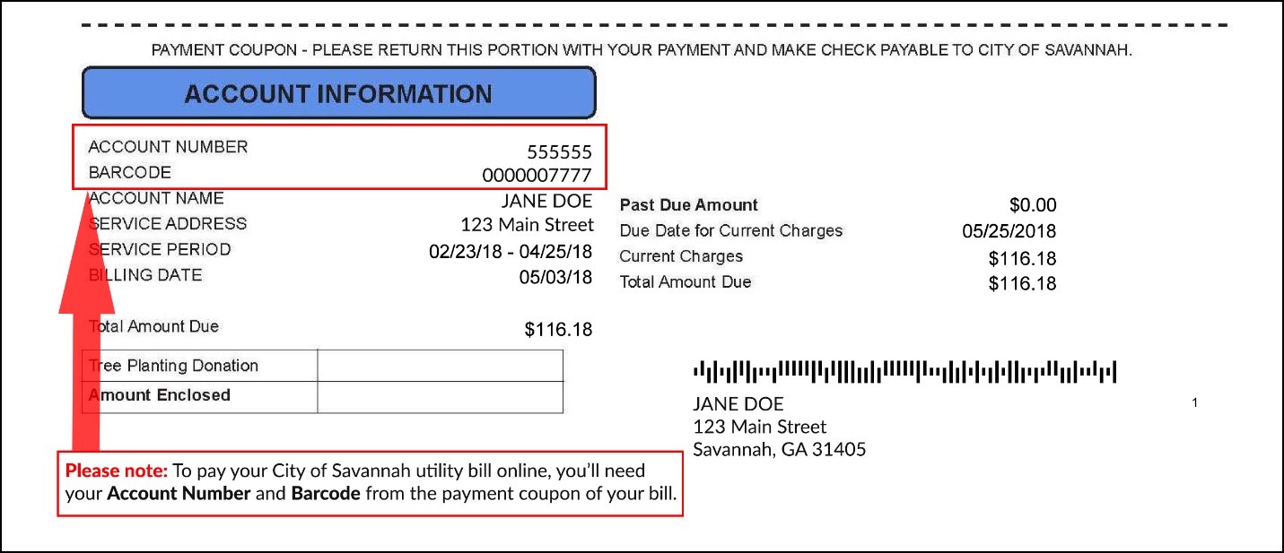 Welcome to the City of Savannah Online Utility Information and Payment Site